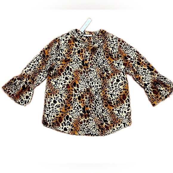 Vintage NWT Leopard Print bell sleeves Size S blouse - Picture 1 of 10